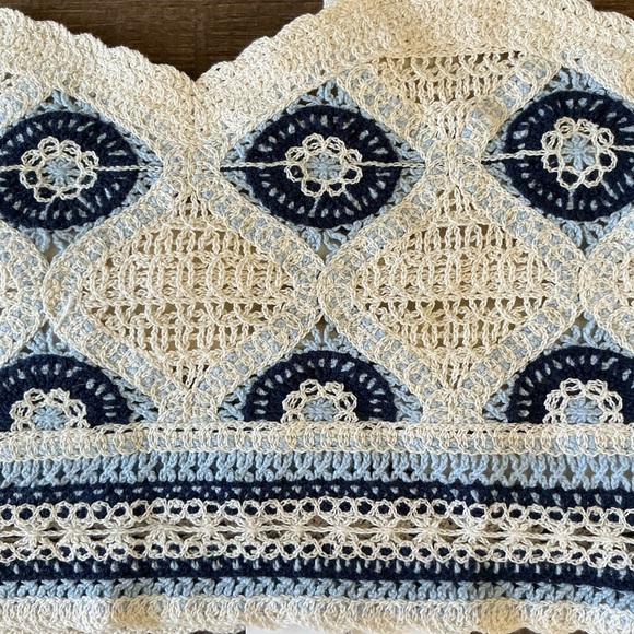 Rebellion Again Crochet Lace Blue Pattern Halter - Picture 3 of 8